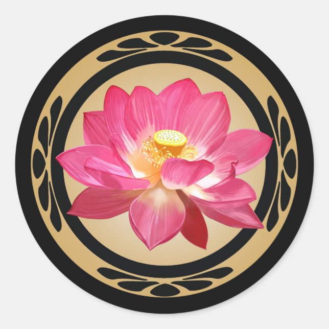 Autocollant rond de fleur de Lotus (Devant)