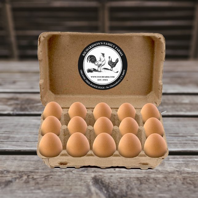 Autocollant rond de la ferme d'oeufs de poulet (Créateur téléchargé)