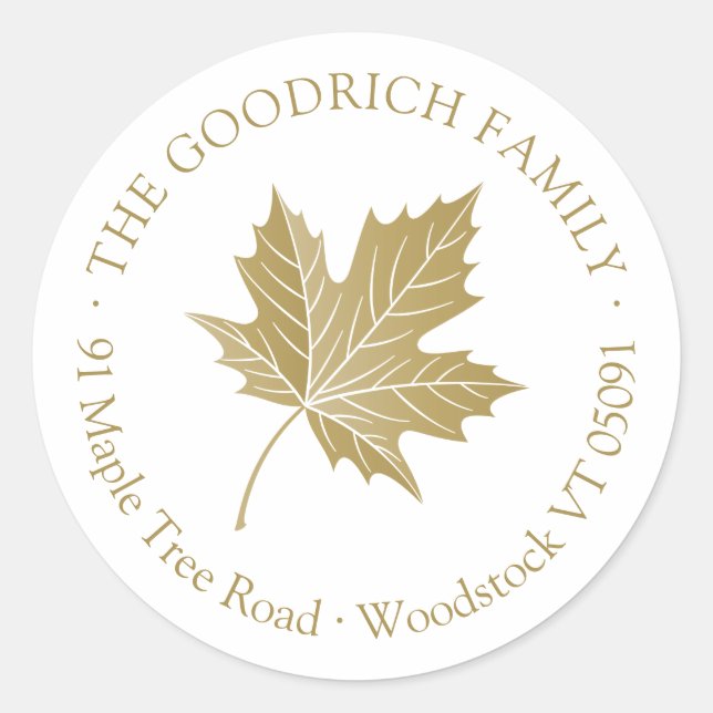 Autocollant rond de l'adresse en feuille d'érable  (Devant)