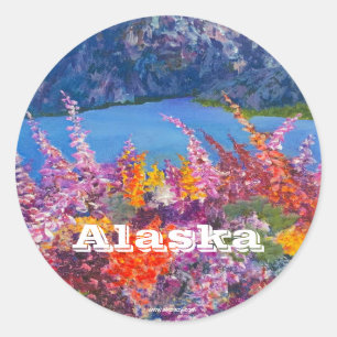 Autocollant rond de l'Alaska Fireweed