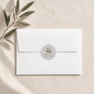 Autocollant rond de mariage à monogramme botanique