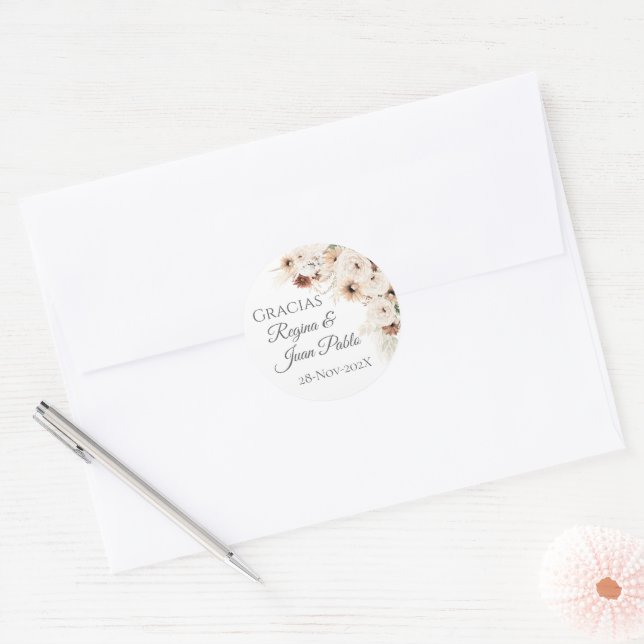 Autocollant rond de mariage bohème espagnol  (Enveloppe)