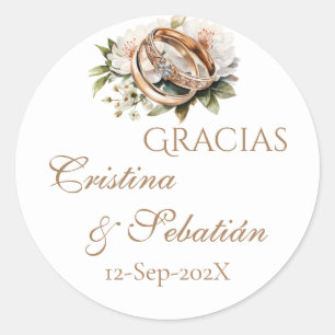 Autocollant rond de mariage bohème espagnol