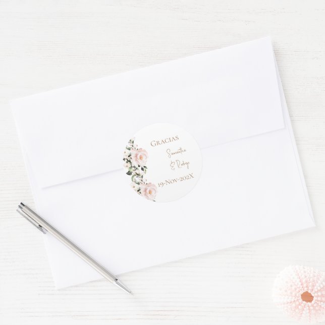 Autocollant rond de mariage bohème espagnol  (Enveloppe)