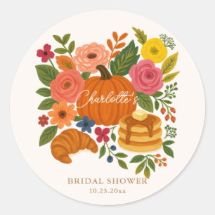 Autocollant Rond de Mariage Floral Citrouille