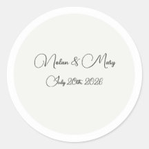 Autocollant Rond de Mariage Monogramme Classique É