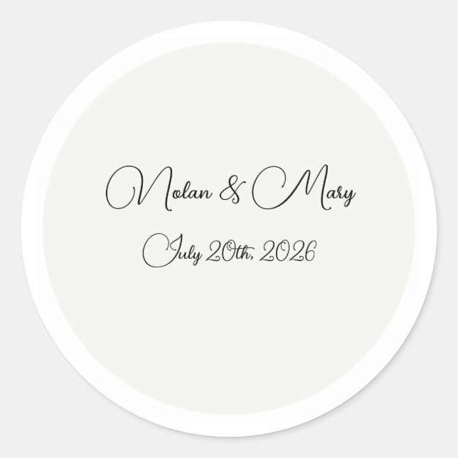 Autocollant Rond de Mariage Monogramme Classique É (Devant)