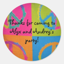 autocollant rond de motif de signe de paix