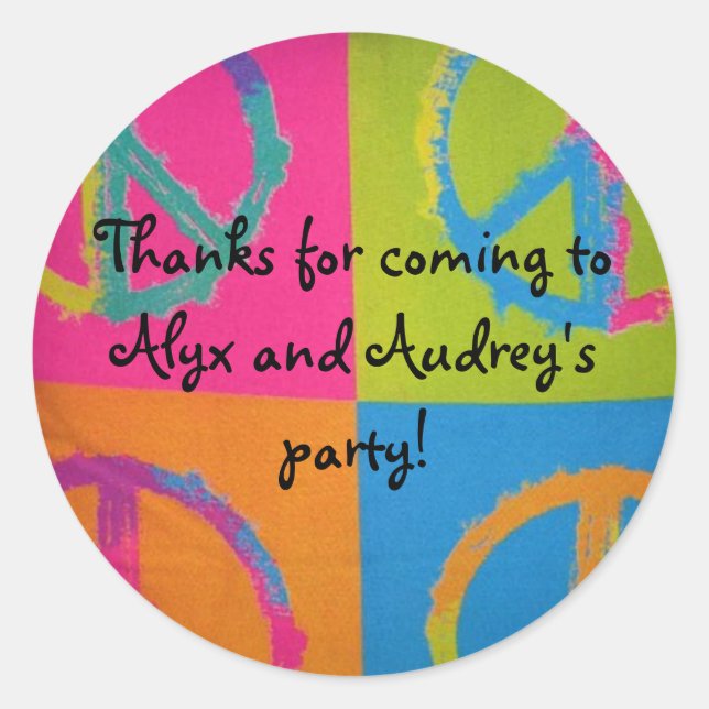 autocollant rond de motif de signe de paix (Devant)