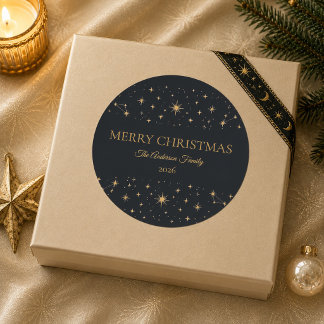 Autocollant rond de Noël céleste personnalisé