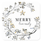 Autocollant rond de Noël de oiseau biologique