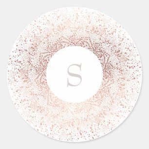 Autocollant rond de Noël scintillant en or rose