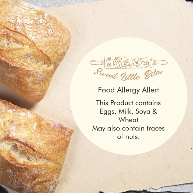 Autocollant rond de notice d'allergie alimentaire  (Créateur téléchargé)