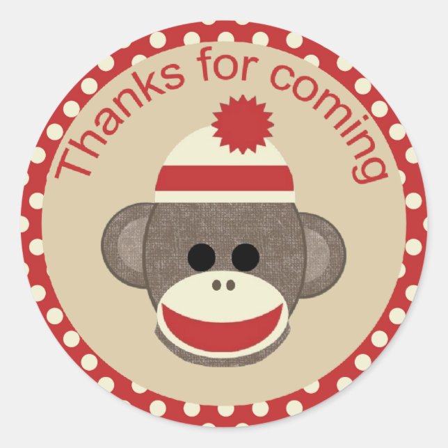 Autocollant rond de singe de garçon Sock (Devant)