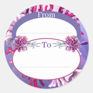 Autocollant rond de sirène d'océan violet