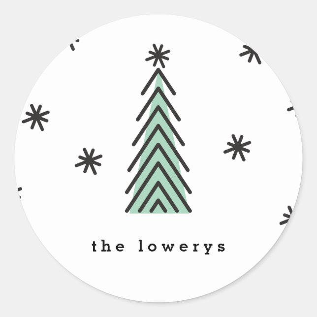 Autocollant rond de vacances d'arbre de mod (Devant)