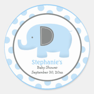 Autocollant rond d'éléphant bleu et gris de mod