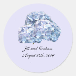 Autocollant Rond d'Hydrangeas Bleu Clair