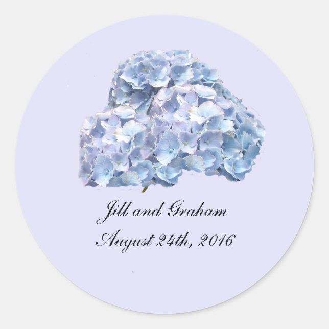 Autocollant Rond d'Hydrangeas Bleu Clair (Devant)
