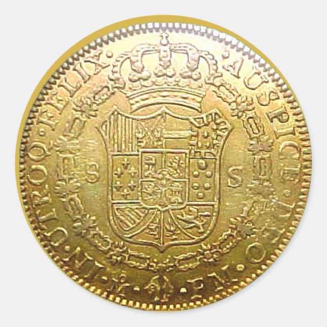 Autocollant rond Doubloon II d'or espagnol (Devant)