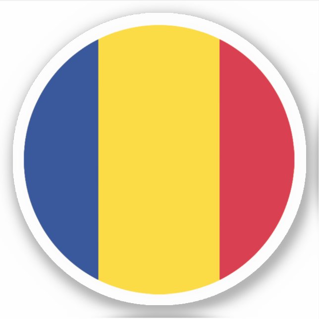 Autocollant rond drapeau de Roumanie (Devant)