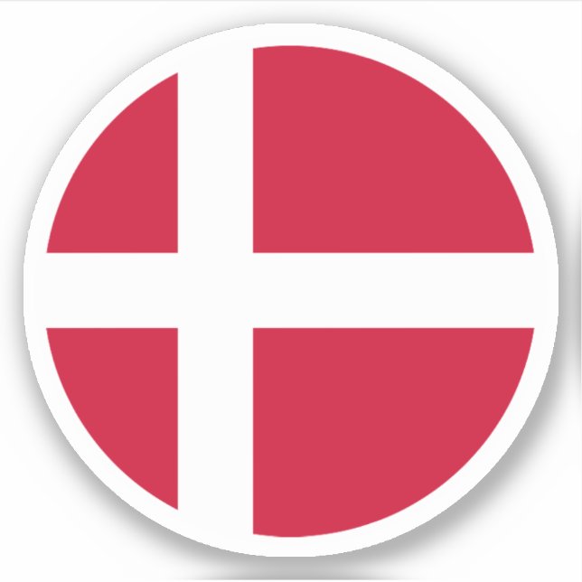 Autocollant Rond Drapeau du Danemark (Devant)