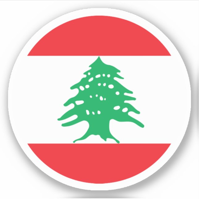 Autocollant Rond Drapeau du Liban (Devant)