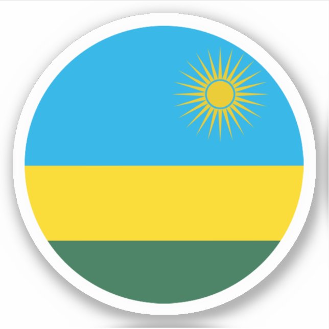 Autocollant Rond Drapeau du Rwanda (Devant)