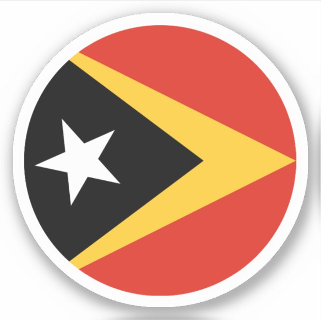 Autocollant rond drapeau du Timor oriental (Devant)