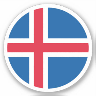 Autocollant rond Drapeau Islande