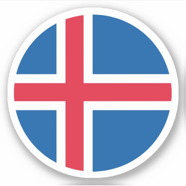 Autocollant rond Drapeau Islande (Devant)