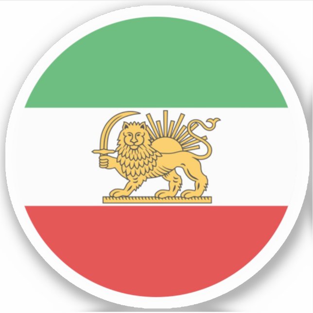 Autocollant rond Drapeau Lion Iran (Devant)
