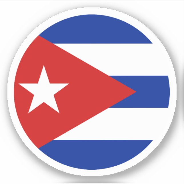 Autocollant rond du drapeau de Cuba (Devant)