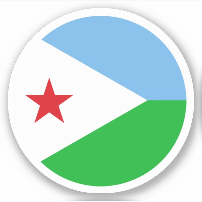 Autocollant Rond du Drapeau de Djibouti (Devant)