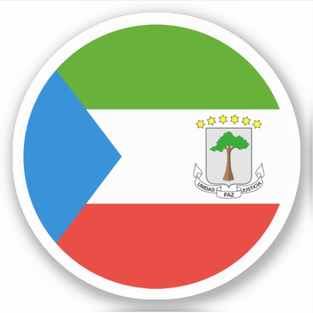 Autocollant Rond du Drapeau de la Guinée Équatoria (Devant)