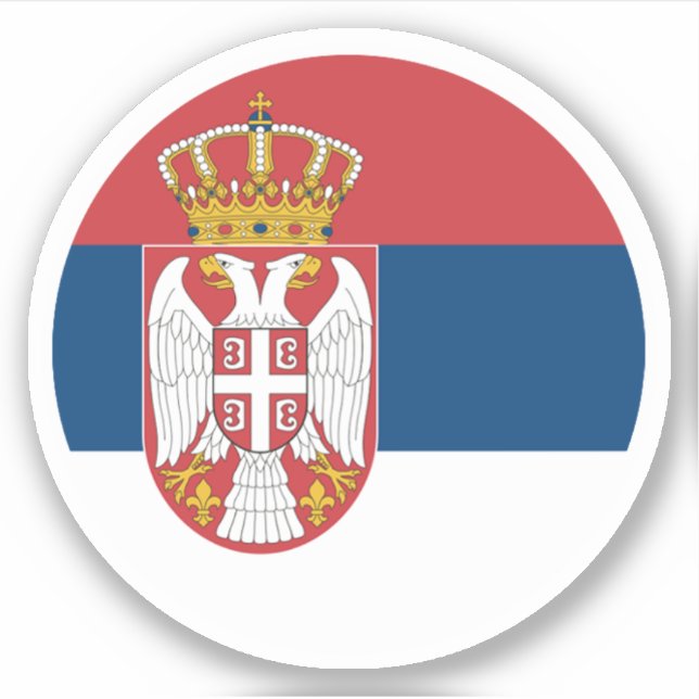 Autocollant rond du drapeau de la Serbie (Devant)