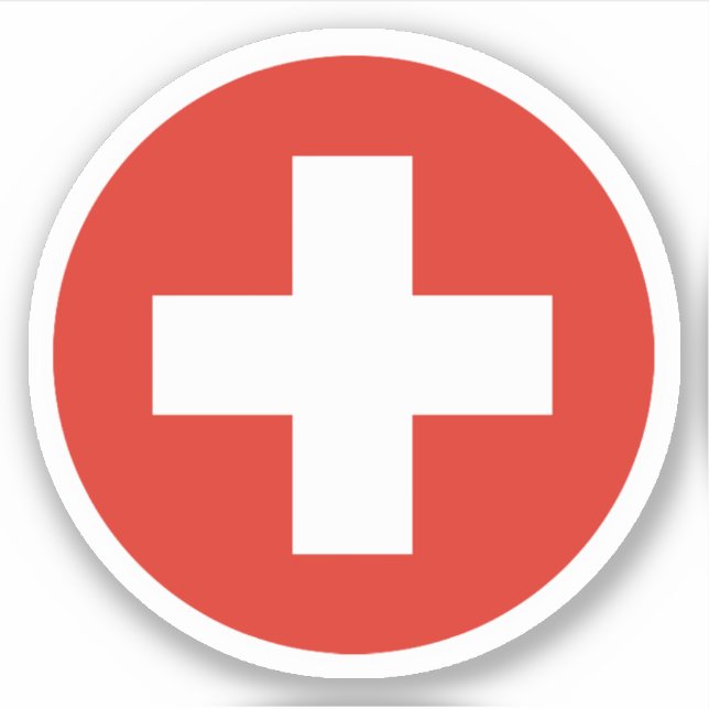 Autocollant rond du drapeau de la Suisse (Devant)