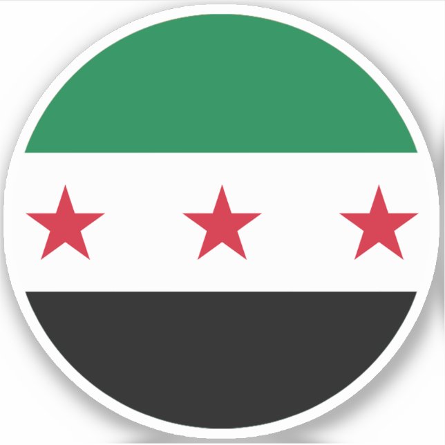 Autocollant rond du drapeau de la Syrie (Devant)