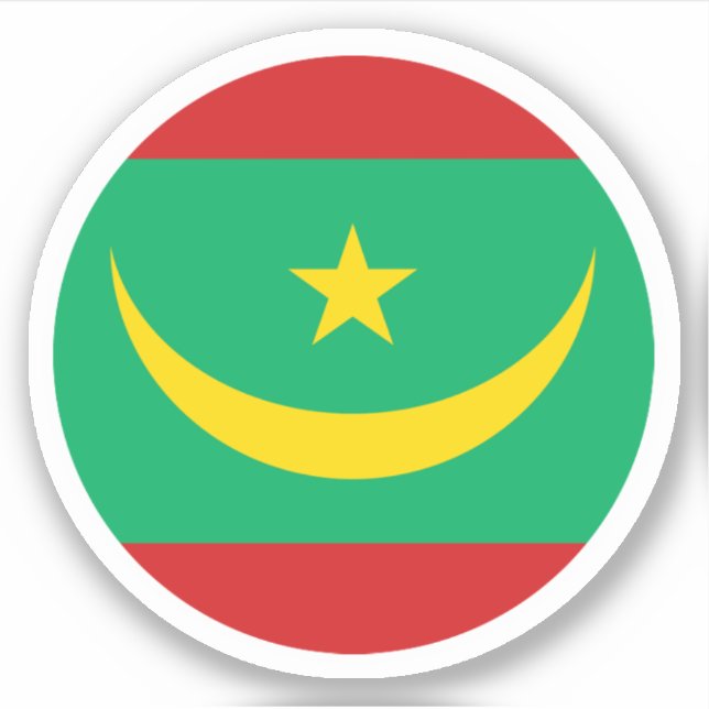 Autocollant Rond du Drapeau de Mauritanie (Devant)