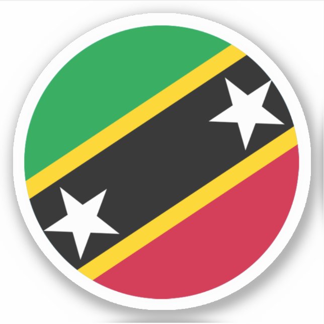 Autocollant Rond du Drapeau de Saint-Kitts-et-Nevi (Devant)