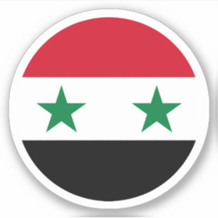 Autocollant rond du drapeau de Syrie
