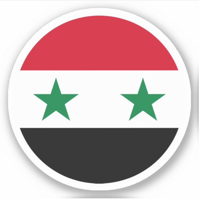 Autocollant rond du drapeau de Syrie (Devant)