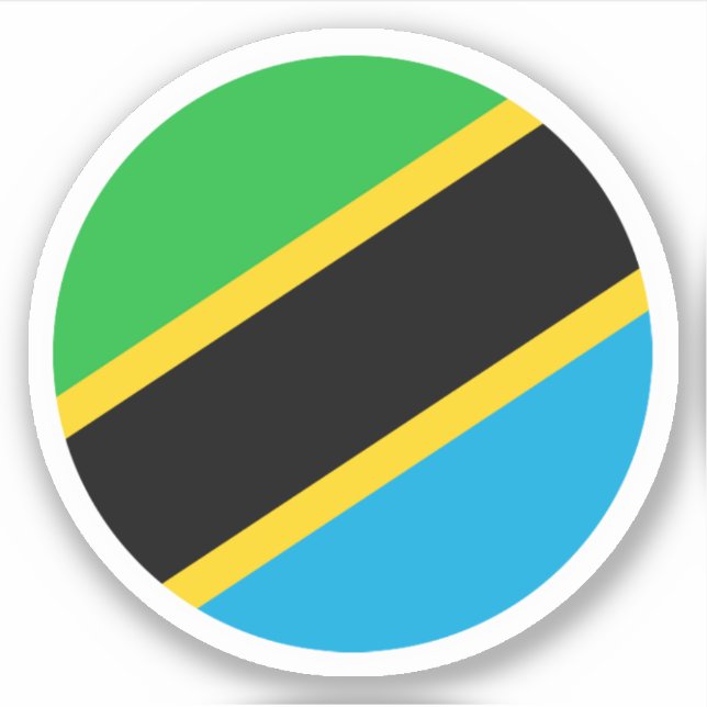 Autocollant Rond du Drapeau de Tanzanie (Devant)