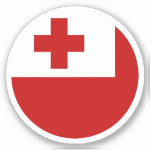 Autocollant rond du drapeau de Tonga