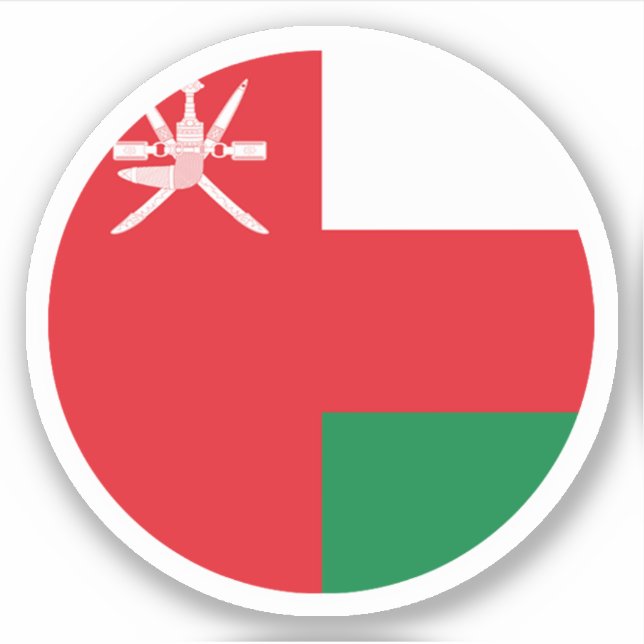Autocollant Rond du Drapeau d'Oman (Devant)