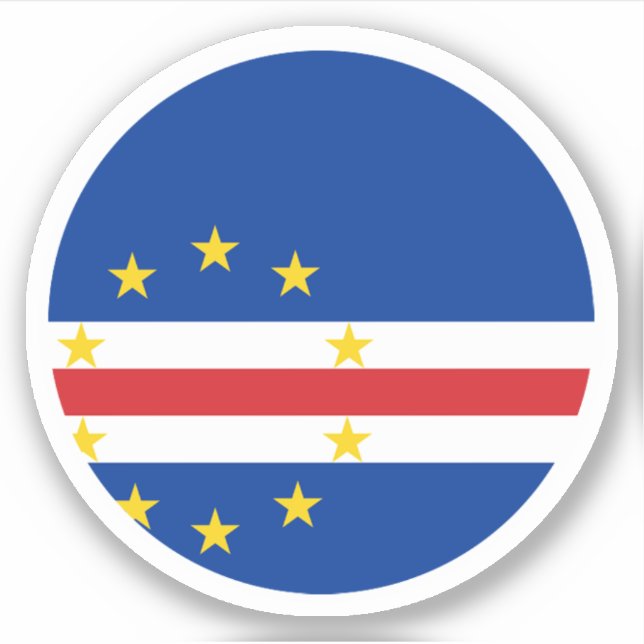 Autocollant Rond du Drapeau du Cabo Verde (Devant)