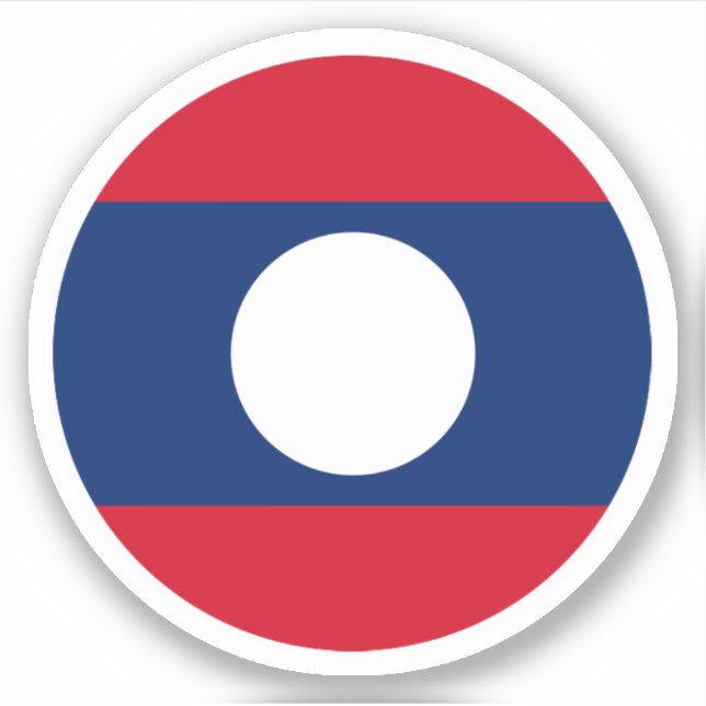 Autocollant Rond du Drapeau du Laos (Devant)