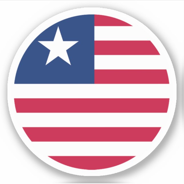 Autocollant rond du drapeau du Liberia (Devant)
