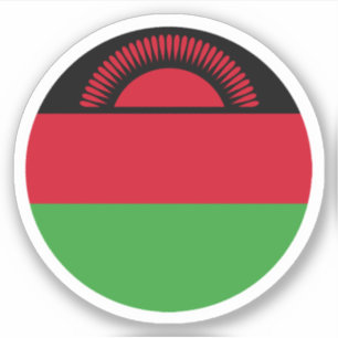 Autocollant Rond du Drapeau du Malawi