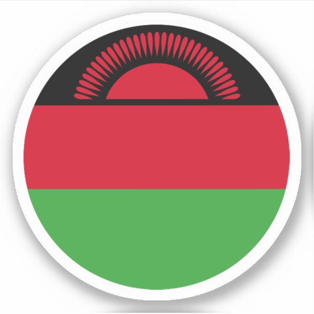 Autocollant Rond du Drapeau du Malawi (Devant)